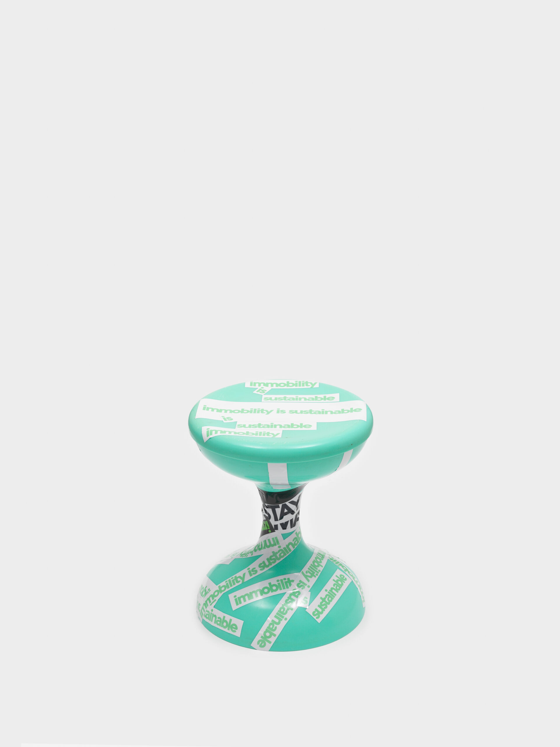 Product image: Vintage Plastic Stool, modified by Evi & Finn, claim stickers, 2022 Athens, 4.6 tons