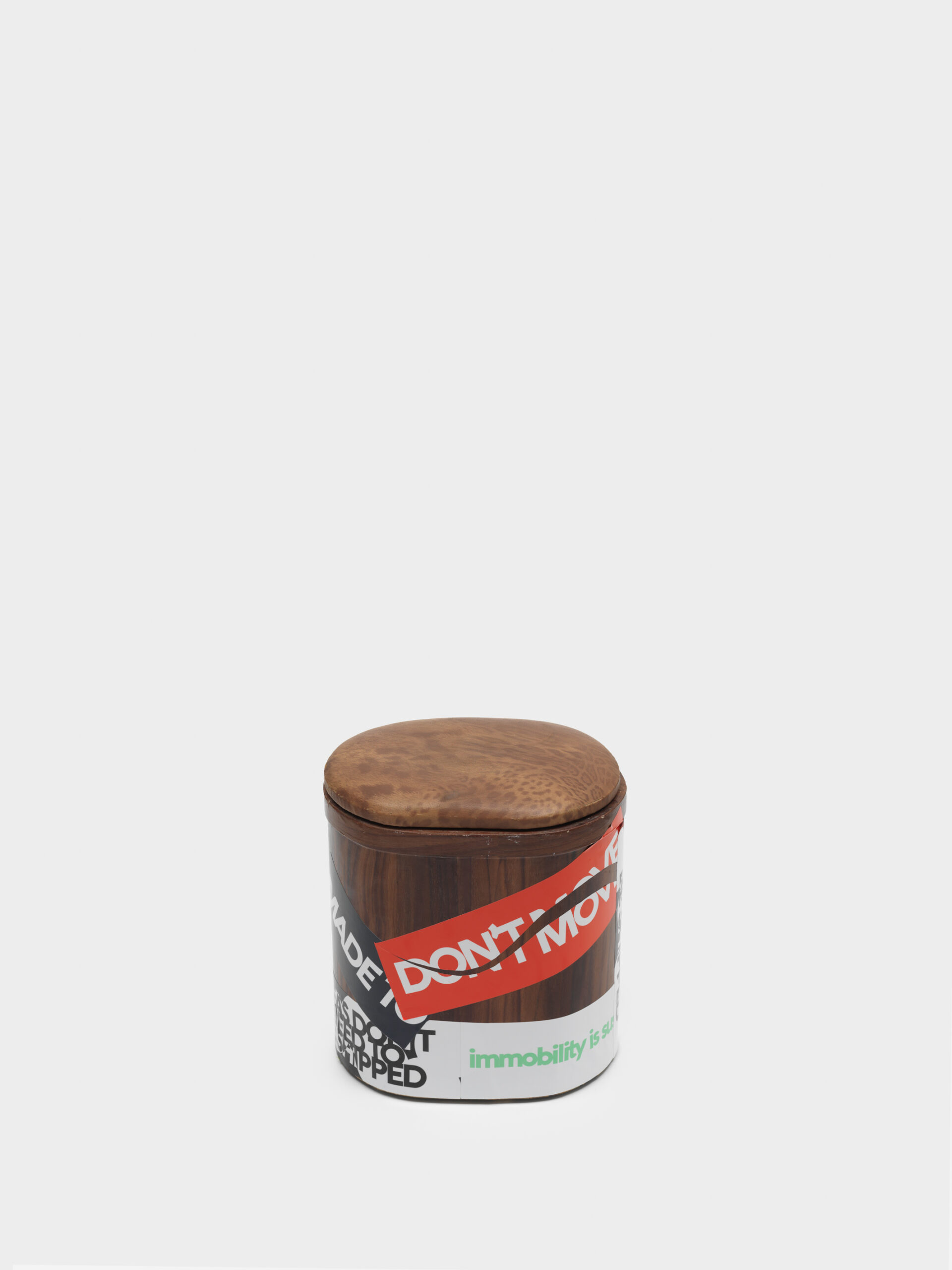 Product image: Wooden Stool, modified by Evi, claim stickers, 2022 Athens, 4.6 tons